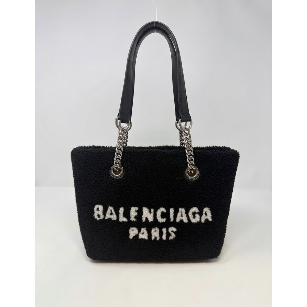 Balenciaga Duty Free Small Shearling Black Tote Bag